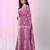 Handspun cotton saree in purple with leaf and geometric patterns