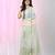 Mint green handspun cotton saree in soft pastels with striped design