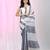 Grey handspun cotton saree in elegant stripes with shades of white and beige