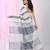 Grey handspun cotton saree in elegant stripes with shades of white and beige