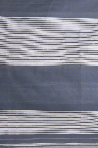 Grey handspun cotton saree in elegant stripes with shades of white and beige