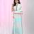 Handspun cotton saree in aqua blue with pastel stripes