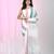 White handspun cotton saree with abstract stripes in pastel shades