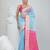 Elegant sky blue and pink resham saree with zari border
