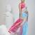 Elegant sky blue and pink resham saree with zari border