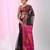 Elegant black and magenta resham saree with zari border