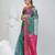 Elegant teal and fuchsia resham saree with zari border