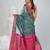 Elegant teal and fuchsia resham saree with zari border