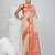 Elegant beige and red resham saree with zari border