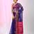 Elegant blue and fuchsia resham saree with zari border