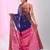 Elegant blue and fuchsia resham saree with zari border