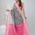 Elegant grey and pink resham saree with zari border