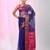 Elegant blue and fuchsia resham saree with zari border