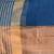 Elegant sapphire blue and gold linen saree with striped borders
