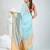 Elegant sky blue and gold linen saree with striped borders