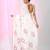 White linen saree with pink bird & texture motifs and zari borders