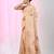 Beige linen saree with pink bird & texture motifs and zari borders