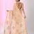 Beige linen saree with pink bird & texture motifs and zari borders
