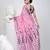 Pink cotton saree with traditional woven patterns and tassel border