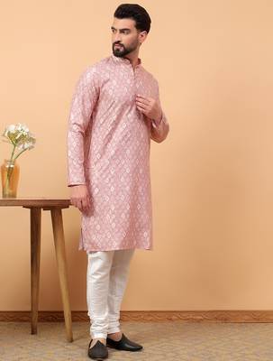 Blue chikankari embroidery cotton kurta with silk churidar pajama by treemoda 3