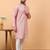 Blue chikankari embroidery cotton kurta with silk churidar pajama by treemoda