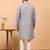 Blue chikankari embroidery cotton kurta with silk churidar pajama