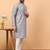 Blue chikankari embroidery cotton kurta with silk churidar pajama