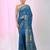 Sapphire blue cotton saree with traditional woven patterns and tassel border