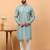 Blue chikankari embroidery cotton kurta with silk churidar pajama