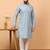Blue chikankari embroidery cotton kurta with silk churidar pajama