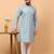 Blue chikankari embroidery cotton kurta with silk churidar pajama