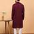 Maroon chikankari embroidery cotton kurta with aligarh pajama by treemoda