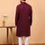 Maroon chikankari embroidery cotton kurta with aligarh pajama by treemoda