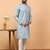 Blue chikankari embroidery cotton kurta with silk churidar pajama