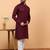 Maroon chikankari embroidery cotton kurta with aligarh pajama by treemoda