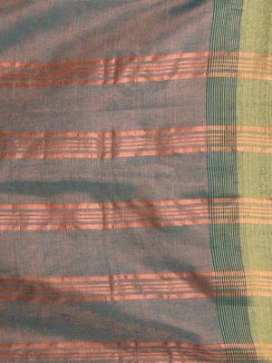 Elegant teal tissue saree with contrasting golden border 4