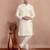 Art silk cream kurta pyjama set with silk thread embroidered by treemoda