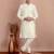Art silk cream kurta pyjama set with silk thread embroidered by treemoda