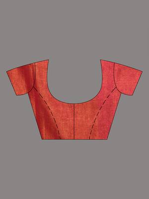 Elegant red tissue saree with contrasting golden border 5