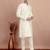 Art silk cream kurta pyjama set with silk thread embroidered by treemoda
