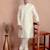Art silk cream kurta pyjama set with silk thread embroidered by treemoda