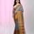 Elegant grey tissue saree with contrasting golden border