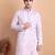 Elegant pastel pink embroidered kurta for men