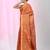 Orange tissue saree with ethnic motifs and golden border