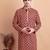 Elegant maroon kurta with yellow thread embroidered geometric pattern & embellished neckline