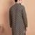 Elegant navy blue kurta with yellow thread embroidered geometric pattern & embellished neckline