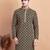 Elegant black kurta with yellow thread embroidered geometric pattern & embellished neckline