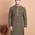 Elegant black kurta with yellow thread embroidered geometric pattern & embellished neckline