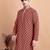 Elegant maroon kurta with yellow thread embroidered geometric pattern & embellished neckline