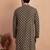 Elegant black kurta with yellow thread embroidered geometric pattern & embellished neckline